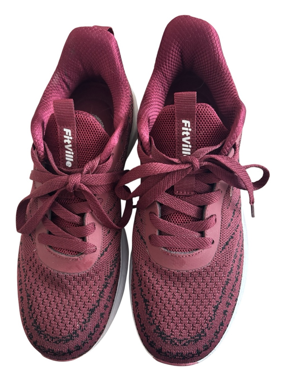 Fitville Burgundy Knit Lace-Up Sneakers 8.5